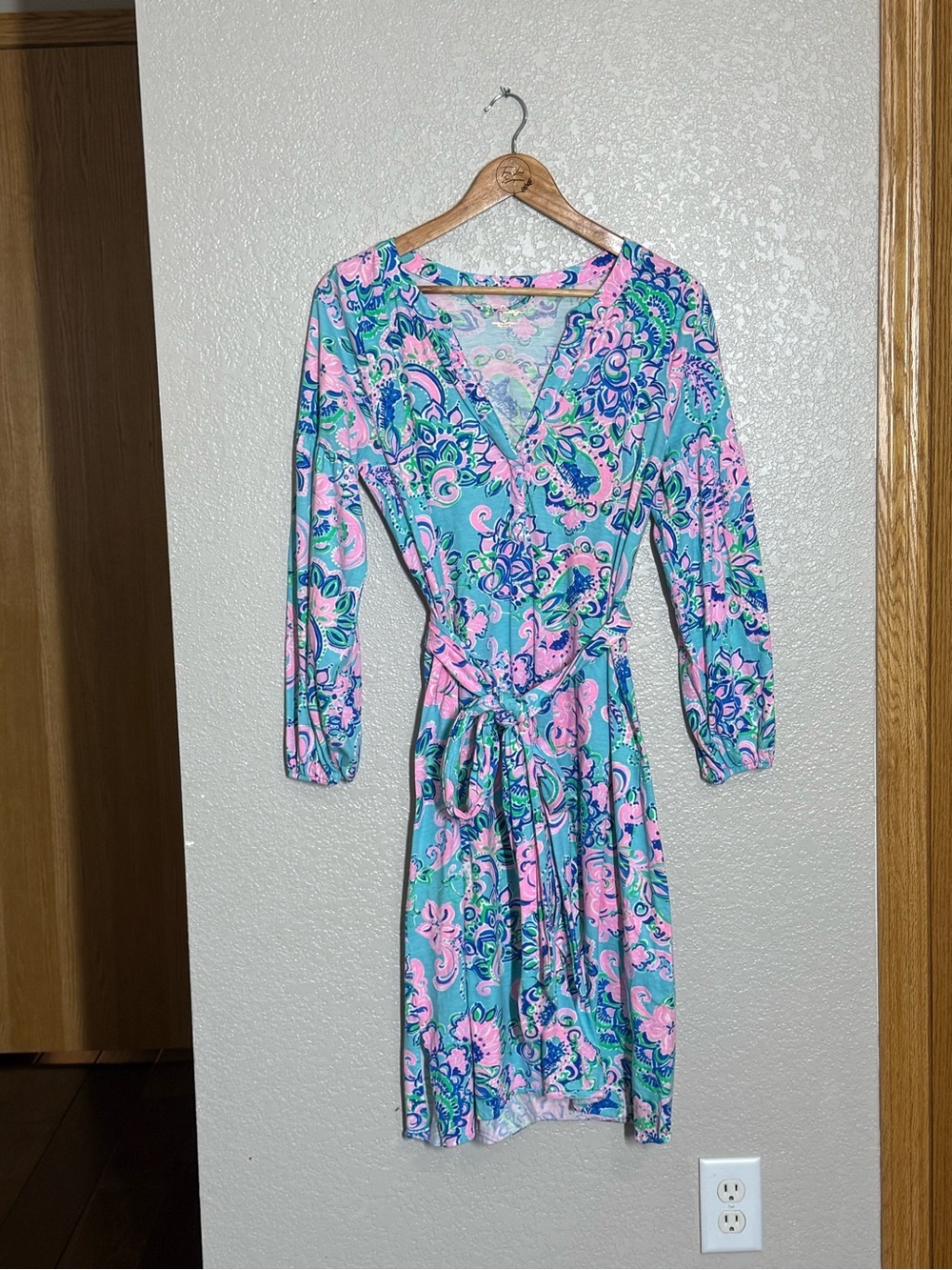 Lilly Pulitzer Kierna Dress Size Large Blue Horizion Jungle Sunset
